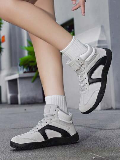 Milikuyou Wide Fit Outdoor Hiking Shoes - Gray Leather Casual Shoes, Warm & Breathable, Wide Fit Design For Men & Women, Rubber Sole Shock-Absorbing, Size 36-48