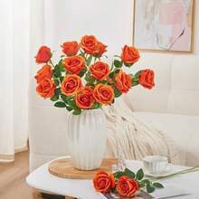 100 Pcs Artificial Roses Bulk Velvet Silk Orange Roses Orange Roses For Wedding Centerpieces Bridal Bouquet Mother's Day Valentine's Day Home Decor (100, Orange) - trái cam - Xem 7