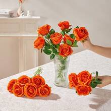 100 Pcs Artificial Roses Bulk Velvet Silk Orange Roses Orange Roses For Wedding Centerpieces Bridal Bouquet Mother's Day Valentine's Day Home Decor (100, Orange) - trái cam - Xem 5