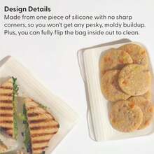 W&P Porter - Bolsa de almacenamiento reutilizable de silicona, sándwich (50 onzas de pie), pizarrón, recipiente de almacenamiento de alimentos, apto para microondas y lavaplatos, fácil de limpiar(1 Count (Pack of 1) Carbón vegetal) - Tipo 9 - Ver 6
