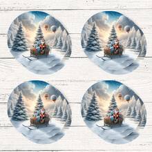 4 piezas/8 piezas Posavasos con tema navideño, almohadillas absorbentes con estampado navideño, tapetes para café, posavasos para cocina, mesa, habitación, decoración de bar, regalos navideños