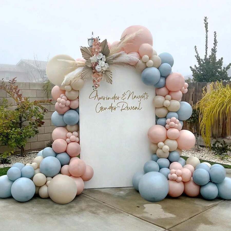 Kit de guirlande de ballons pour révélation du sexe (115 pièces), ballons roses et bleus sur fond gris et blanc, idéal pour une fête de révélation du sexe, une baby shower ou une fête d'anniversaire. - Bleu clair rose clair - Voir 1
