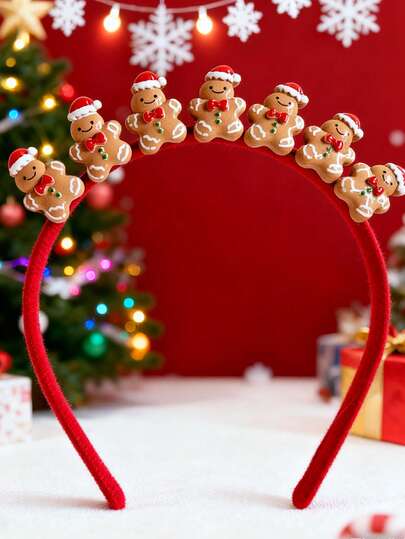 1 قطعة تصميم شجرة عيد الميلاد من الراتنج، سانتا كلوز، رنة، بيت الثلج، رجل الزنجبيل، ديكور حفلة عيد الميلاد، مشبك شعر/شريط رأس كاجوال وكلاسيكي