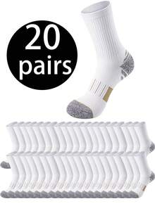 1/5/10/20 双男士中筒袜,柔软弹力舒适透气袜子,适合男女日常穿着,简约舒适的中筒袜,百搭男士运动休闲中筒袜,防臭吸湿排汗中筒运动袜 - 彩色 - 查看 22