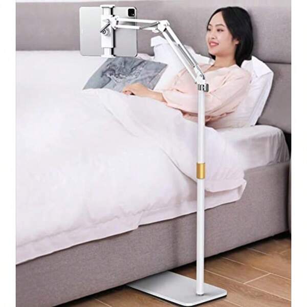 Tablet Stand For Bed Tablet Holder Adjustable Phone Stand Holder Floor Stand For 413'' IPad   Galaxy Tablet White