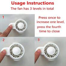 Nouveau ventilateur de taille, ventilateur portable avec 3 vitesses de vent, convient pour la randonnée, la course et autres activités extérieures - Blanc - Voir 6