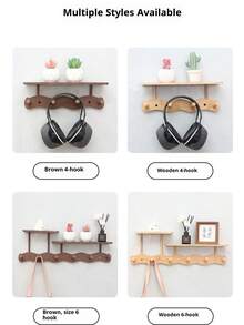 1 pieza Perchero de pared con ganchos - Fácil de instalar, sin necesidad de taladrar, estante de almacenamiento multifuncional para dormitorio, sala de estar, entrada - Estilo casual