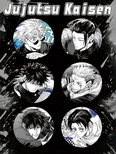 1pc Gojo, Geto, Megumi, Sukuna, Toji, Yuta Double-Sided Anime Badge, Anime Accessories, Couple Accessories, Student Backpack Decor, Bag Decor, Gift For Friends, Anime Couple Outfit Decor For Valentine's Day, Halloween, Holidays, Cosplay