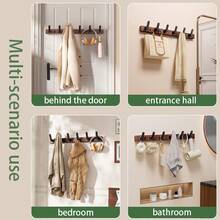 Ganchos de abrigo de madera, perchero para baño, entrada, vestidor - Negro - Ver 11