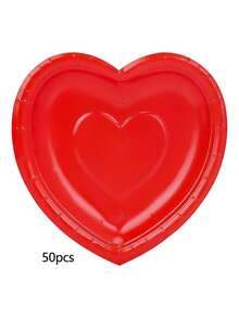 10pcs/20pcs/50pcs Red Heart Shaped Dessert Plates Disposable Love Paper Plates 7 Inch Dessert Cake Plates Heart Party Decorations & Supplies For Graduation Holiday Picnic Birthday PartyBridal Shower Valentine's Day - Red - View 9