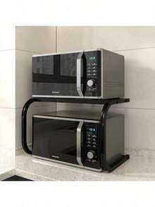 1pc Stainless Steel Storage Rack For Kitchen - Microwave, Countertop Organizer For Rice Cooker And Oven, Open Top Design, Carbon Steel, Kitchen Accessories, Baskets, Bins & Containers For Home Organization - Multicolor - View 4