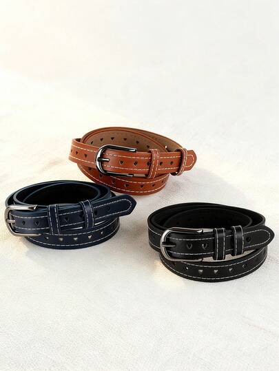 A Women's Belt With A Heart-Shaped Perforated Design, Made Of High-Quality Leather. Simple, Elegant, And Fashionable, It Pairs Perfectly With Dresses, Suitable For Casual Occasions, A Great Gift Choice, And Can Also Be Worn With Autumn School Uniforms. Suitable For All Seasons, Including Summer