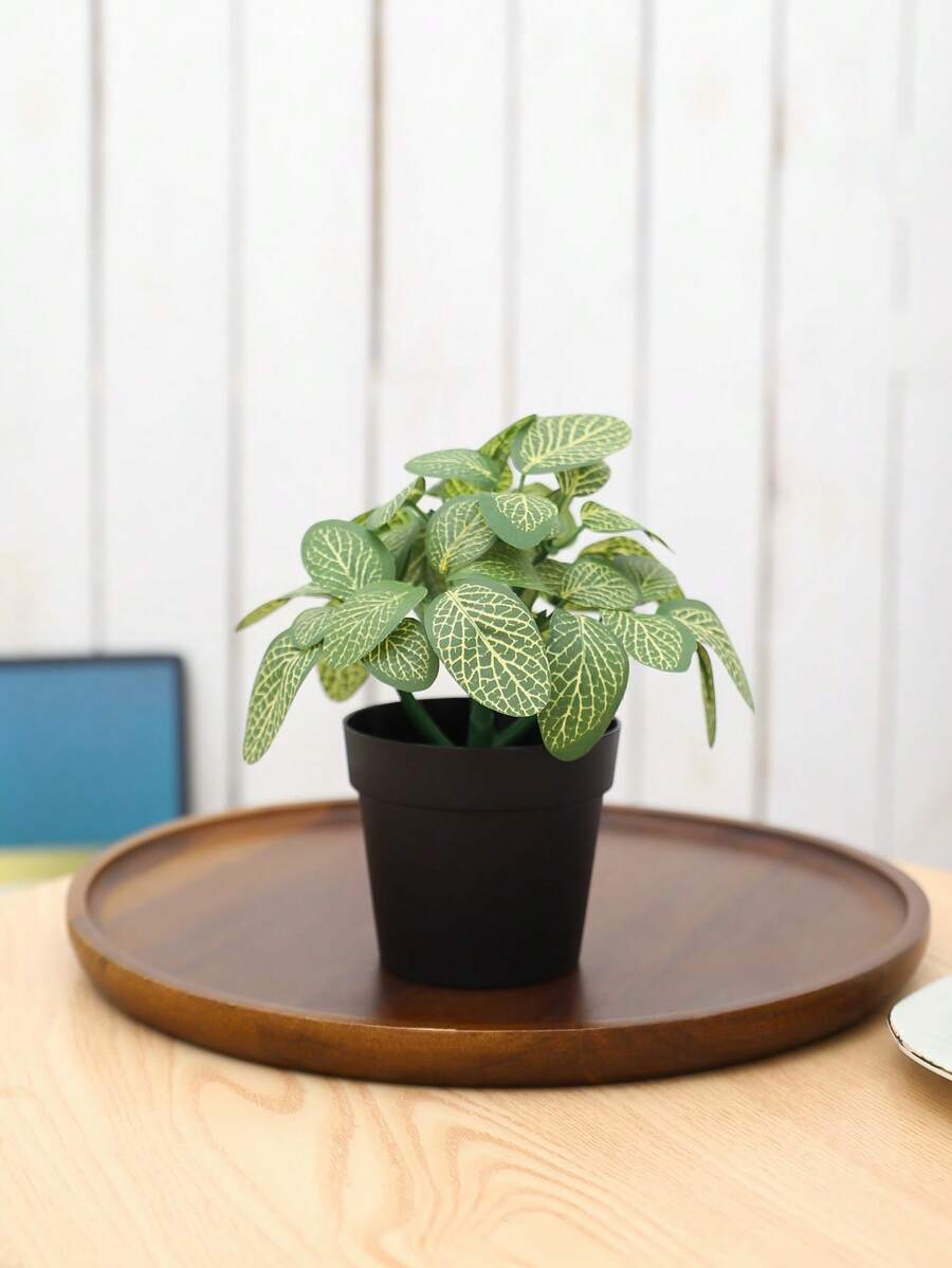 1pc Realistic Textured Green Plant Pot, Suitable For All Seasons For Home Living Room, Dining Room, Fireplace In The Living Room, Aesthetic Room, Office, Desktop Decoration. Also Suitable For Festival Parties And Outdoor Decorations. Durable And Reusable Decorative Item. - Green - View 1
