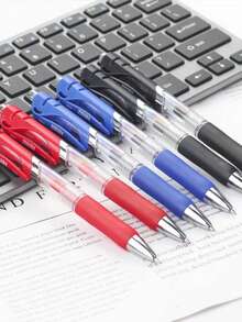 Un set de 36 piezas, 12 piezas de cada uno en 3 colores K35 Bolígrafo de gel de prensa, bolígrafo de bola, bolígrafo de firma, artículos de papelería en caja, al por mayor para estudiantes, exámenes, balas de 0.5 mm, suministros de estudio de secado rápido, suministros de oficina, regalos de campus