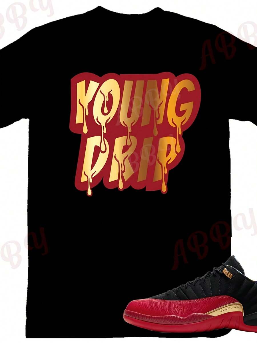 Young DAir R 12 Low SE Er Bowl Sneaker Tee, R 2 Low Red And Black Shirt, Red Black And Gold R Tee - 款式23 - 查看 1