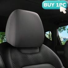 1pc/2pcs Car Headrest Cover, 9.06*9.06in, Elastic Fabric Soft And Breathable Full Surround Dust Cover, Retractable Opening Seat Headrest Protective Cover, Suitable For Car Decoration - Solid Color, Cute Pattern Design - 23cm/9.06inch - View 6