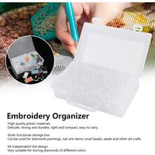 64 ranuras Kit de herramientas de pintura de diamantes de plástico Accesorios de bordado de diamantes Cajas de pintura de diamantes Contenedor de almacenamiento de cuentas para el hogar con pegatinas - 1 - Ver 5