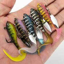 5入 捲尾軟餌旋轉路亞假餌，適用於鱸魚與頂嘴魚 - 彩色 - 查看 3