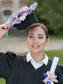 48件混色仿真花，包含仿真玫瑰、牡丹、雛菊等，適用於婚禮/家居裝飾、花環/帽子、花卉裝飾及桌面中心裝飾 - 紫色系列 - 查看 10