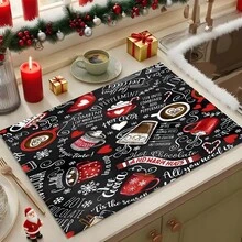 1 Stück Weihnachtsthema Untersetzer, Weihnachtsmuster saugfähige Abtropfmatte, Küchendekoration Kaffeemaschinen Matte, handgemachte Kaffeekanne Abtropfmatte, Küchenboden Matte, Esstisch Matte, Küchen Arbeitsplatten Geschirrtrockenmatte, Frühstücksmatte, hitzebeständige rutschfeste Trockenmatte, Diatomeenerde Trockenmatte, verbirgt Flecken, super saugfähige Küchenmatte, leicht zu reinigende Geschirrablage Matte, geeignet für Küche, Esstisch, Café, Bar, Feiertage, Partys, Heimdekoration, Weihnachtsgeschenke - Verschiedenfarbig - Übersicht 7