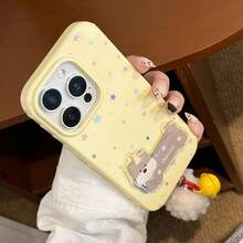 GUCADI 1 件柠檬黄、黄、蓝、紫星星 + 黄蓝星星狗手机支架 + 白球黄铃星星狗手机支架，兼容 17 Pro Max、16、15、13、12，带吊坠的软保护壳 - 檸檬黃 - 查看 3