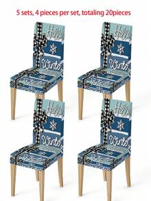 Capa elástica para cadeira de Natal, árvore de azevinho de Natal, floco de neve, laço, capa protetora de encosto para cadeira em forma de estrela, lavável, adequada para casa, sala de jantar, sala de estar, decoração de cozinha (1 peça/4 peças/6 peças/20 peças)