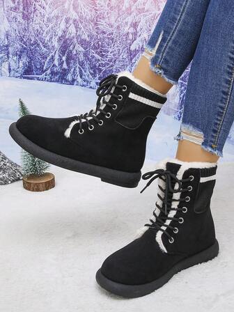 2025 Women's Fashion Outdoor Warm Winter Boots, New Autumn/Winter Furry Boots, Vintage Non-Slip Short Boots For Halloween, Christmas