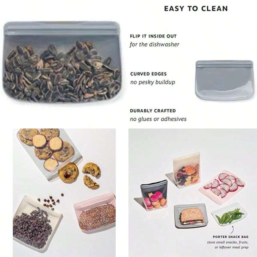 W&P Porter - Bolsa de almacenamiento reutilizable de silicona, sándwich (50 onzas de pie), pizarrón, recipiente de almacenamiento de alimentos, apto para microondas y lavaplatos, fácil de limpiar(1 Count (Pack of 1) Pizarra) - Tipo 12 - Ver 1