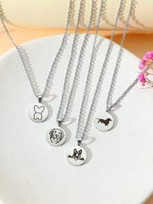 Goodwaro 1入時尚不鏽鋼激光雕刻吊墜項鍊，圖案包括腸短腿狗、牧羊犬、金毛獵犬、柯基，絕佳母親節禮物，適合母親節佩戴，附手工鎖骨鏈和精美卡片包裝，非常適合狗媽媽們