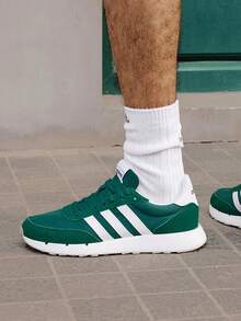 Adidas 阿迪达斯 Run 60s 2.0 舒适百搭耐磨防滑低帮休闲跑鞋，男女通用，绿色和白色 - 綠色 - 查看 2