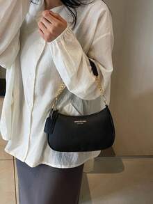 Women's Letter Adjustable Shoulder Strap Shoulder Bag, Zipper PU Leather Crossbody Bag, Armpit Bag, Small Wallet, Women's Handbag, Women's Wallet, Suitable For Outdoor Travel, Essential Backpack For Travel, Waterproof, Lightweight And Durable Casual Bag, Office University Bag, Brown, Elegant Women's Wallet, Women's Handbag, Women's Elegant Bag, Beautiful Women's Bag, Shoulder Bag, Crossbody Bag, Handbag, Travel Bag, Women's Wallet And Bag, Women's Wallet And Bag, Halloween, Women's Crossbody Bag, Jewelry Storage Box, Travel Essentials, Halloween Wallet, Women's Bag, Gifts For Women, Suitable For Valentine's Day, Parties, Wedding Dresses, Dates, As Shoulder Bag/Crossbody Bag, Elegant Women's Coin Purse - 黑色 - 查看 6