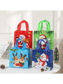 4PCS Christmas Candy Tote Bags Gift  Packaging Reusable Non-Woven  Party K Ids Favors Christmas Wrapping Bags
