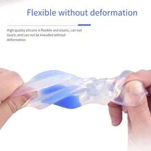 3 Pairs Blue GEL Heel Pads, Designed For Heel Pain Relief, Transparent Silicone U-Shaped Heel Cushions For Dress Shoes, Sneakers And Boots, Shock Absorbing