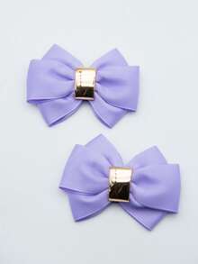 1 Pair Purple Square Buckle Fabric Shoe Clips, Fashion Elegant Shoe Accessories, DIY Removable Decoration For Women Shoes - Purple - View 2