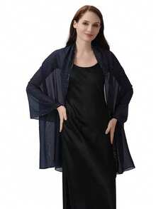 Luxury Faux Diamond High-Quality Lightweight Shawl, Shiny Sparkly Bohemian Polyester Fabric For Evening Party