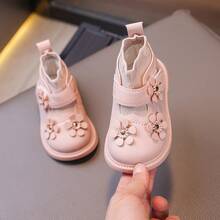 1 Pair Girls Flower Cute Baby Sock Boots, Leather Upper Anti-Slip Soft Sole Everyday Wear, Suitable For Autumn/Winter, Hook And Loop Design Toddler Booties - Pink - View 17