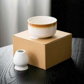 2 Pieces Japanese Ceramic Matcha Tea Set: Includes Matcha Bowl, Whisk, Scoop, And Stirrer. Ideal For Matcha Preparation And Enjoyment At Home With Friends.