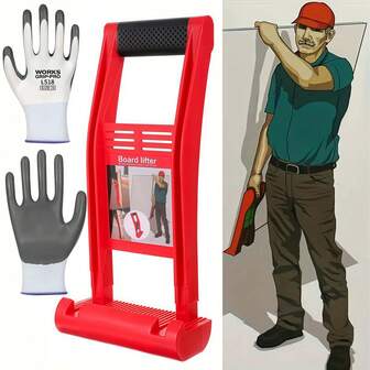 1set/Panel Lifter, Heavy Duty 176.37 Lbs Capacity For Drywall,Pair With Nitrile Dipped Gloves (Anti-Slip And Wear-Resistant), Plywood & Large Sheets - Professional Lifting Tool With Comfort Grip, Durable ABS Plastic For Construction & DIY