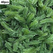 1支/10支/40支，人造松针，用于DIY圣诞花环和家居花园装饰、圣诞礼盒贺卡装饰、人造景观装饰、水族箱装饰、节日装饰、家居装饰、仿真树叶、松枝、耐用人造植物、逼真树叶、工艺用品、假松枝、家居装饰师、活动策划师 - 彩色 - 查看 2