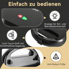 3-in-1 Sandwichmaker - Sandwichtoaster, Kontaktgrill, Waffeleisen - 3 Abnehmbare, Spülmaschinengeeignete und Antihaftbeschichtete Grillplatten - Dreieckiger Sandwich Maker 750 W - Vielseitig & praktisch