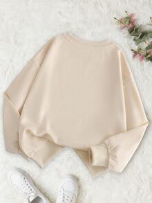 2pcs/Set Girls Bow Print Crew Neck Sweatshirt And Pants, New Fashionable Casual Travel Outfit