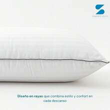 STEFANO ZANNI Almohada Algodón 100% 233 Hilos - Tela Extra Suave y Fresca, Relleno Fibra Alta Calidad, Diseñada para un Mejor Soporte y Conciliar el Sueño; Estándar, Extra Firme - Firme - Ver 2
