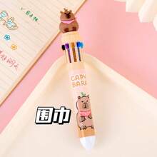 Capy-Bara- Cartoon 10-Colored Round Tip Pens For Creative Note-Taking, Pressurized Design, Multifunctional For Elementary Students - Random Colors and Styles - View 5