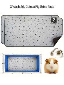 2 piezas de almohadillas lavables para orina de cobayas - Alfombrillas con estampado de estrellas para jaula de cobayas, impermeables, reutilizables, antideslizantes, súper absorbentes, adecuadas para mascotas pequeñas como conejos, hámsteres, ratones - Multicolor - Ver 6