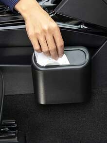 3 Pieces/ Set -1 Garbage Bin+2 Roll Garbage Bags, Car Side Door Hanging Storage Box,Mini Creative Car Garbage Bin/ Front And Rear Seat Accessories For Car Offices (Black) - Black - View 4