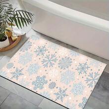 1pc Christmas Snowflake Pattern Floor Mat, Kitchen Floor Protective Pad, Comfortable Standing Mat, Living Room Bedroom Bathroom Laundry Office Area Rug, Home Decor Indoor