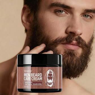 seemsure Crema para barba para hombres SEEMSURE, crema de cuidado sin enjuague, aceite para barba, crema para dar forma a la barba, crema para barba - Hidratación suave, fortalece el vello facial, usar por la mañana y por la noche - Apto para piel sensible - Cuidado esencial para hombres - Crema para el cuidado de la barba de los hombres - Fórmula ultra efectiva para la barba y el cabello