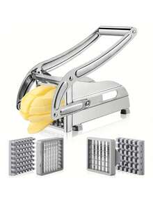 Máy thái khoai tây chuyên nghiệp, Máy thái khoai tây bằng thép không gỉ chống trượt dày nâng cấp, Máy cắt rau củ đa năng, Máy thái dưa chuột và cà rốt có cốc hút, Dụng cụ nhà bếp cho nhà hàng - Bạc - Xem 12