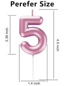 Velas de pastel de cumpleaños con números en rosa, decoraciones de cera metálica para pastel, adecuadas para cumpleaños, aniversarios, revelación de género, despedida de soltera, graduación - tema de princesa, sin plumas, velas de celebración multiusos, sin necesidad de electricidad - Rosa - Ver 6