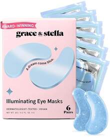 Grace  Stella Award Winning Under Eye - Reduce Dark Circles, Puffy Eyes, Undereye Bags, Wrinkles - Gel Under Eye Patches - Gifts Mom - Vegan Cruelty-Self Care (Pink, 6 Pairs) - 藍色(6雙) - 查看 12